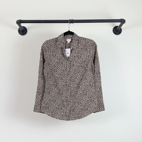 NWT J. Crew Factory Leopard Print Cotton Button Down Shirt Signature Fit AP245 - Picture 2 of 5